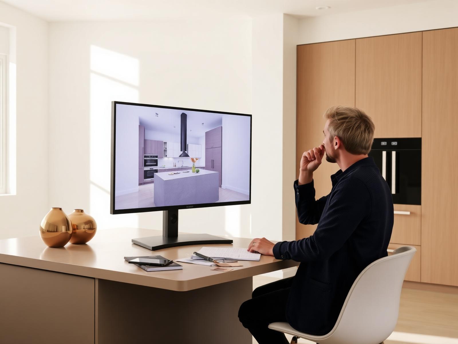 Designer reviewing a 3D render